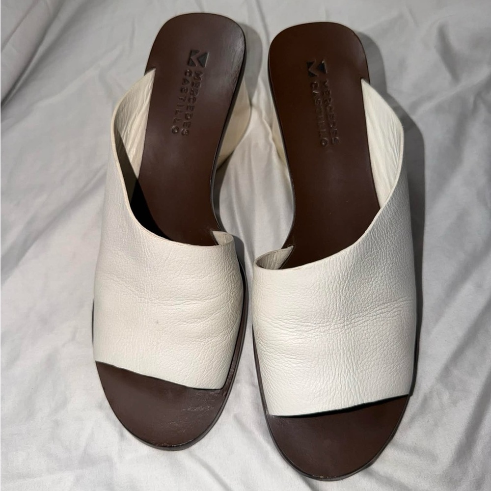 Mercedes Castillo Leather Mule Heels Size 8 - Picture 2 of 7
